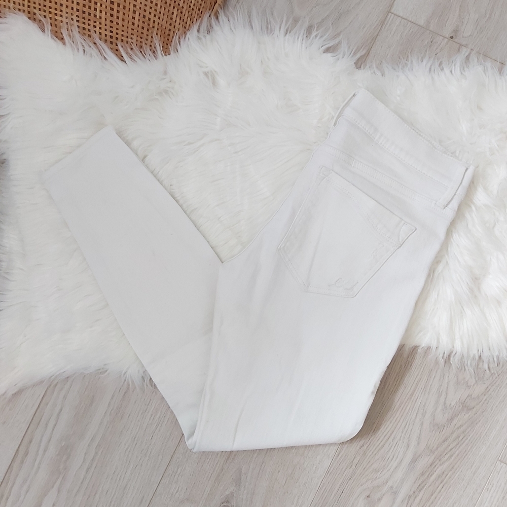 Express Jeans White Ankle Mia Knee Slit Jeans